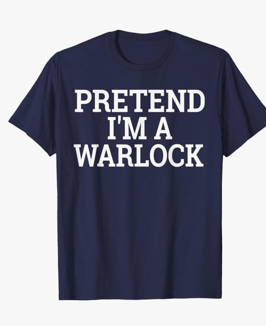 Pretend I'm a Warlock Lazy Halloween Easy Costume T-Shirt Blue, Extra Large