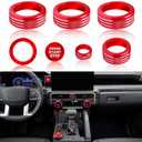 Knob Covers for Toyota Tacoma Accessories 2024 2025 2026 8" or 14" Touchscreen Air Conditioner Engine Start Stop Button Ring Drive Mode Switch Audio Center Console Button Knob Cover 7 Pcs (Red)
