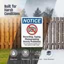SmartSign - S-7366-AL-14 "Notice - Recording, Taping, Photographing Strictly Prohibited" Bilingual Sign | 10" x 14" Aluminum Black/Blue/Red on White