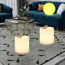 16-inch LED Cylinder Stool, Rechargeable Glowing Chair w/Remote, Dimmable 16 RGB Colors Changing Versatile LED Side Seat/Table, Waterproof Round Chair Light Mood Lamp for Home Garden Patio Party Decor