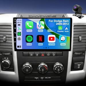 64G 5GWIFI Upgrade Car Radio for Dodge Ram 1500/2500/3500 2009-2012, Jeep Wrangler JK 2007-2017, Compass Patriot 2009-2016, Touch Screen Car Stereo 10inch Apply Carplay Android Auto GPS FM Bluetooth