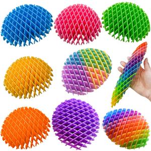 Fidget Worm Toy 8pcs - Multi-color Stress Relief Fidget Toys,Stress Relieving Toy,Resistance Fidget Toys,Anxiety Relief Toys for Kids & Adults,Elastic Mesh Toys (8 Colors Packing) (Small Size3.94in-8pc / 8colors)