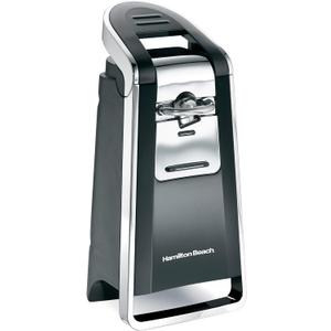 Hamilton Beach Smooth Touch Electric Automatic Can Opener with Easy Push Down Lever, Eliminates Sharp Edges, Opens All Standard-Size and Pop-Top Cans, Extra Tall, Black and Chrome (76606AG)