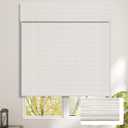 SEEYE Cordless Bamboo Blinds Shades, Light Filtering Bamboo Roller Shades Natural Roman Blind Shade, Roll Up Blind for Windows, Easy to Install for Door, Bedroom, 38" W x 64" H, White