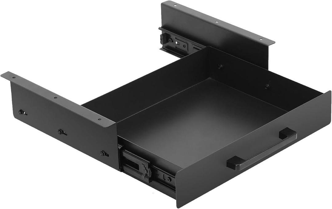 Under Desk Shelf,Under Desk Drawer Slide Out,Metal Under Table Drawer, Black