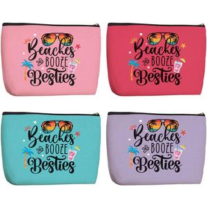 4Pcs Girls Trip Gifts Makeup Bag Favors Friendship Gifts for Women Friends Bestie Gifts Girls Weekend Gift Beach Accessories Cosmetic Bags Summer Bag Beach Travel Essentials for Vacation (Multicolor0268)