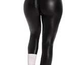 Danysu V Back Scrunch Butt Leggings for Women Soft High Waisted Booty Tights Workout Gym Yoga Pants (Small, #1.leather Black)
