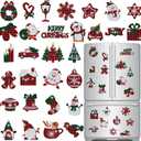 30 Pcs Christmas Diamond Art Magnets Kits DIY Buffalo Plaid Diamond Art Fridge Magnetic Stickers Xmas Gem Magnets for Beginners Holiday Decor Home