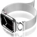 Magnetic Mesh Metal Band Compatible with Apple Watch 10, Dressy C Shaped Buckle Milanese Bracelet Stainless Steel Adjustable Strap Replacement for Apple Ultra Series 9/8/7/6/5/4/3/2/1/SE Women Men