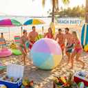 Tradder 2 Pcs 60 Inch Giant Inflatable Beach Ball Large Pastel Macaron Inflatable Float Jumbo Pool Playground Balls for Adults Summer Outdoor Games Water Pool Beach Party Favor (Multicolor)