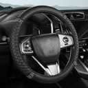 Bling Car Steering Wheel Cover, 15 Inch Rhinestones Soft Leather Elastic Steering Wheel Protector, Sparkly Crystal Diamond for Women Girls, Car Interior Accessories for Most Cars (Black)