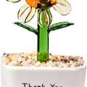 Teacher Appreciation Gift, Thank You for Helping Me Grow Hand Blown Glass Flower in Ceramic Pot, Meaningful Thank You Gift for Teacher, Mentor, Graduation or Retirement Desk Decor