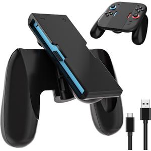 FUNDIARY Charging Grip, Ergomonic Comfort Grip for Nintendo Switch 2 Controllers, Portable Charger Dock with USB Type-C Cable and LED Light Indicators, High Speed Charge While Play