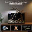 2.8 Gallon Glass Small Fish Tank, Nano Nature Aquarium Starter Kit with Pedestal Base, Light and Filter, Ultra Clear Desktop Fish Tank for Small Fish, Shrimp, Goldfish, or Betta, Black