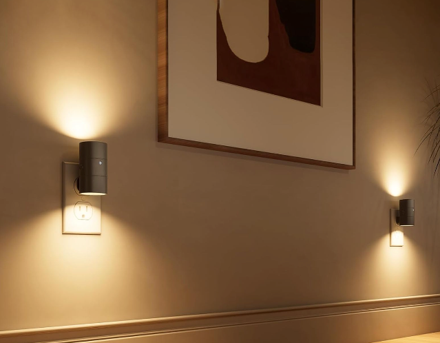 VOLISUN Night Lights Plug into Wall, Dimmable LED Nightlight with Dusk to Dawn Light Sensor, 0-100LM Adjustable Brightness, 3 Color Temperatures, Compact Size Black 2 Pack for Hallway, Bedroom, Bathroom