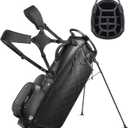 14 Way Golf Stand Bag, Full Length Dividers PU Leather Golf Bag with Plush Top for Men/Women, Waterproof & Versatile Storage Golf Bag with Cooler, Rain Cover and Removable Straps