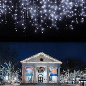 LANFU 400 LED,32 feet,75 Drops Icicle Lights Clust Christmas Lights Outdoor Indoor Decorations String Lights Plug in,8 Functions Curtain for Party Birthday Thanksgiving Easter Wedding Cool White