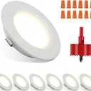 RVZONE RV Boat Recessed Ceiling Light | 6 Pack 12 Volt LED Lights Super Slim LED Panel Light with Hole Puncher DC 12V 3W Full Aluminum Downlights (White Light)