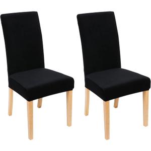 Smiry Velvet Stretch Chair Covers for Dining Room Set of 2, Soft Fit Removable Washable Kitchen Parsons Chair Slipcover Protector, Black