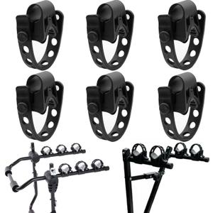6Pcs/Set Bike Rack Straps Replacement Bicycle Hitch Strap Cradle Bike Carrier Mount Rubber Strap Black Spare Hooks Car Racks Accessories Truck Hitch Fit 1" Diameter Tubes