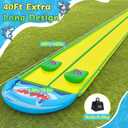406.56FT Heavy Duty Slip and Slide with Sprinkler and 2 Boards, Slip Splash and Slide with 3-Way Water Sprinkler, Giant Lawn Water Slide for Outdoor Backyard Lawn Kids Teens and Adults (Blue & Lemon)