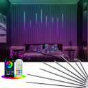 HAMRVL Black RGB+IC Smart Recessed Lighting Kit - 8pcs Wall Panel Lights for Acoustic Panels, APP/Remote Control, Music Sync, Chasing Effects,Slat Wall Lights for Wood Wall Panel, Game Room,Home Decor, 16in＋24in＋32in＋40in