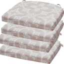 Outdoor Chair Cushions Set of 4, 17 x 16 Inch Patio Chair Cushions for Outdoor Furniture, Water Resistant, Non-Slip Ties(Beige Floral)
