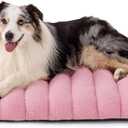 Lesure Cute Orthopedic Dog Bed for Large Dogs, Waterproof Chic Flat Pet Mat with Removable Washable Cover, Fuzzy Thick Pet Beds for Indoor Use (36" x 27", Tickled Pink) (36.0"L x 27.0"W x 4.0"Th, Amaranth Tickled Pink)