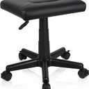 Footrest Stool Under Desk Adjustable Height Footrest Ottoman Ergonomic Foot Stool with Wheels 360 Rolling for Home Office (Black-1)