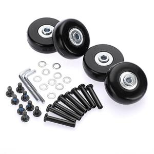 OwnMy 45mm x 18mm Luggage Wheels Replacements Set of 4 Mute Suitcase Replacement Wheels with Black Screws Axles Bearings, Rotatable Rubber Luggage Replacement Wheels Silent Suitcase Swivel Wheels Kit