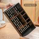 Bathroom Organizers on Counter,Wooden & Metal 7-Slot Solid One-Piece Bathroom Organizer with Drainage,Large Size Toothbrush Holders for Bathrooms, Vanity Storage