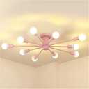 RUNNUP Contemporary Colorful Nordic Semi-Flush Mount Sputnik Ceiling Light 10 Lights Chandelier Light Metal Suspension Light for Kitchen Living Room Dining Room,Gray