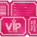 3 x Pink VIP Party Invitations for Girls, 30 Double ided Design Birthday Party Invitations with Envelopes