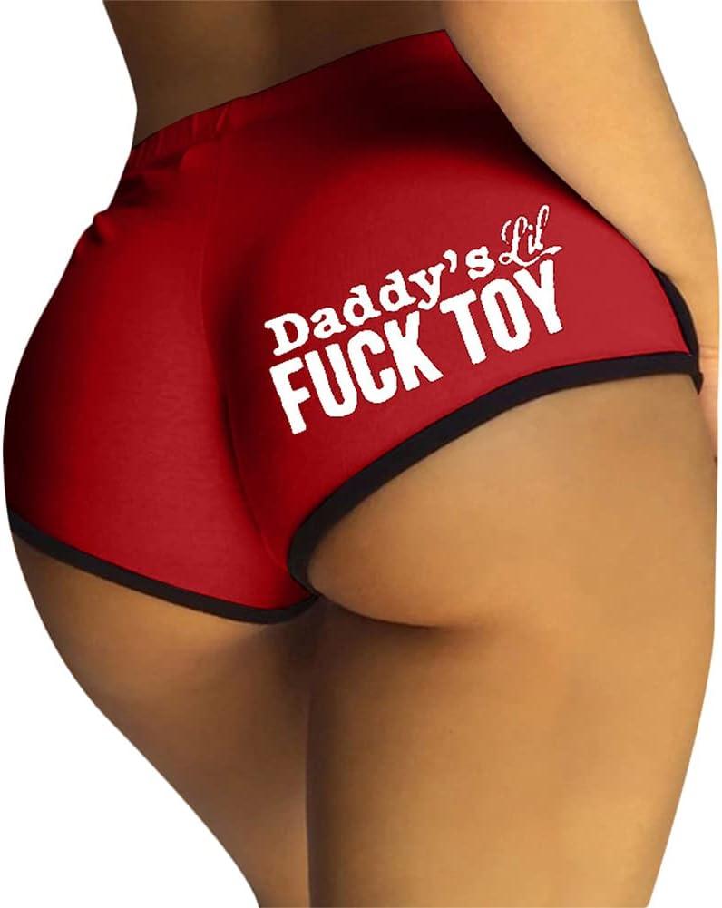 Womens Yoga Booty Shorts Sexy Printed Dance Sport Workout Hot Pants Plus Size Lounge Wear Briefs (5X-Large, Red)