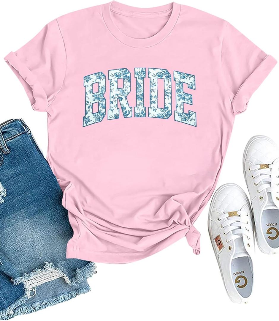 Women Bride Shirt in My Engaged Shirts Engagement Tee Fiance Tshirt Groovy Bride Bachelorette Tee Bridal Shower Tops (M)