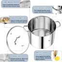 P&P CHEF 16 QT Stock Pot with Lid, Stainless Steel Large Cooking Pot, Soup Canning Stockpot for Stewing Simmering, Tri-ply Bottom for All Stoves, Heavy-Duty &Dishwasher Safe & Food-Grade, 16 Quarts