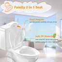 Huttdmel Potty Training Seat Built-in Toilet Seat, Elongated Toilet Seat 16.5inch with Baby Seat 2 in 1 Soft Close Quiet No Slapping, Magnetic Absorption, Easy Installation for Bottom Fixing Toilet