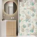 Omifly Starfish and Seashell Small Stall Shower Curtain 36Wx72H Inch Nautical Single Half RV Narrow Ocean Beach Coral Vintage Retro with 7 Plastic Hooks Fabric Waterproof Toilet Accessories Decor