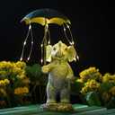 Solar Elephant Statue Garden Decor - Resin Solar Outdoor Yard Lawn Garden Statue - Unique Design Gifts for Women,Mom Elephant Lovers (Darkgrey)