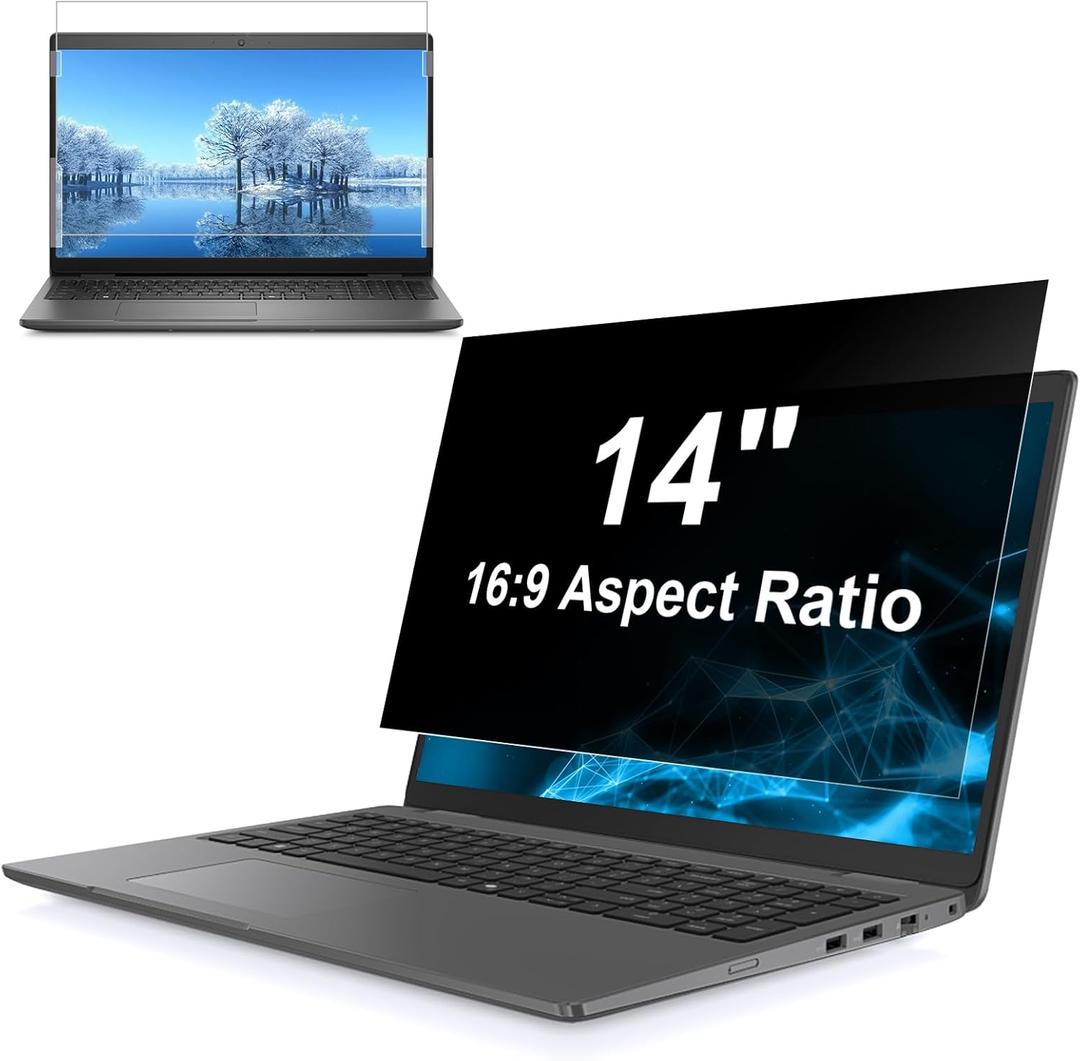 14 Inch Laptop Privacy Screen Filter (16:9), Anti Glare Blue Light Blocking Screen Protector for Windows Notebook, Removable Matte and Glossy Finish Shield for Office Business Travel