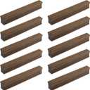10PCS Wooden Simple Drawer Handles, 3.78"(96mm) Hole Centers Cabinet Pulls Rectangle Solid Wood Hardware Handles Decorative Furniture Pulls for Dresser Wardrobes (Walnut,Hole Dis.3.78")