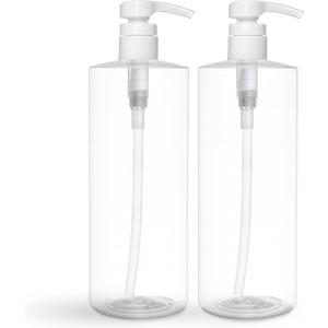 BRIGHTFROM Empty Shampoo Pump Bottles, 32 OZ / 1 Liter, BPA-Free Cylinder Containers, Household & Commercial Use, 2 Pack - Leak Proof