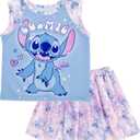 Disney Lilo & Stitch Big Girls' Athletic Sleeveless Tank Top and Skort Set Light Blue 14-16