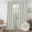 DriftAway Farmhouse Linen Blend Blackout Curtains 96 Inches Long for Bedroom Vertical Striped Printed Linen Curtains Thermal Insulated Lined Treatments for Living Room 2 Panels W52 x L96 Loden Green