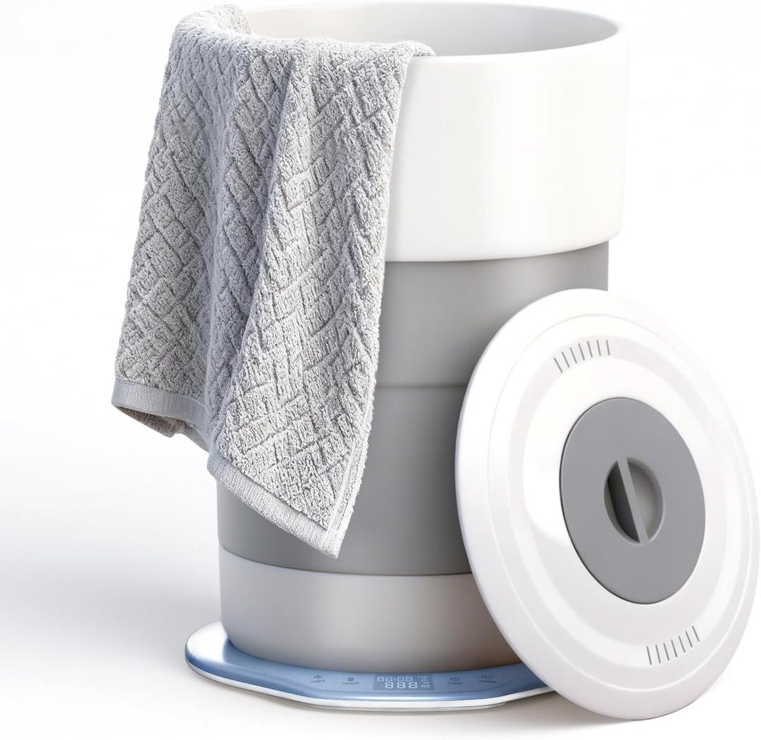 Towel Warmer, 23L Towel Warmer Bucket with Time Setting, Auto Shut-Off, Retractable Portable, Fits Up to Two Large Towels, Bathrobes, Blankets, PJ's and More