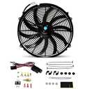 A-Team Performance 16" Electric Radiator Cooling Fan Kit - Reversible Push-Pull & 3000 CFM - 10 S-Curved Blades & Thermostat Control - Fan Mounting Kit & Universal Fit - 12V, 3-Pin Connector