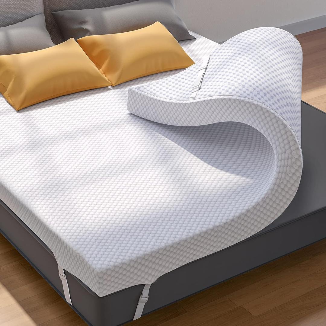 PERLECARE 3 Inch Gel Memory Foam Mattress Topper for Pressure Relief, Premium Soft Topper for Cooling Sleep, Non-Slip Design with Removable & Washable Cover, Full