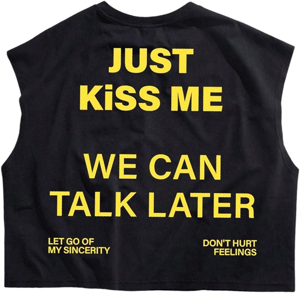 RoseSeek Men's Cap Sleeve Graphic Tees Crewneck Summer T Shirts Crop Tops Streetwear (XS)