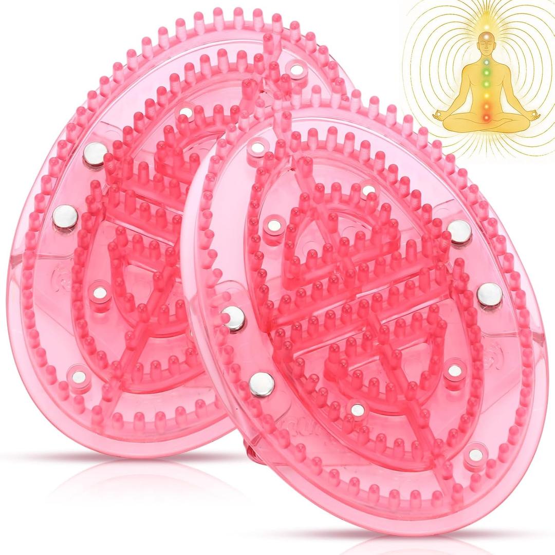 2 Pcs Meridian Massage Brush Magnetic Full Body Meridian Brush Beauty Salon Massage Tools for Full Body SPA Massager Relaxation(Pink)