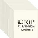 Cream Cardstock 8.5 X 11, 120 Sheets Card Stock, 75lb/ 200gsm Copy Paper, Cardstock Printer Paper for Art, Drawing, Invitations, DIY Cards, Watercolor, Craft, Construction, School & Office Supplies